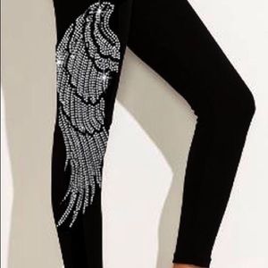 Angel Wing Pants Sequin Stretch Leggings New